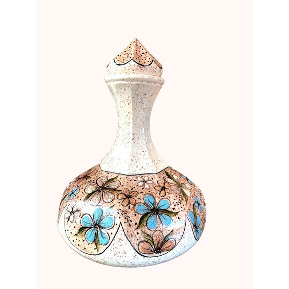 Handcrafted Floral Ceramic Vase Retro Speckled Pattern & Playful Design - Picture 7 of 7